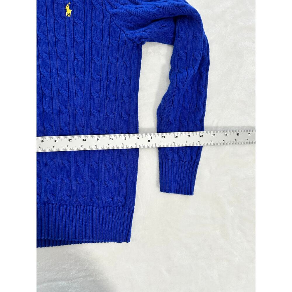 Polo Ralph Lauren Boy's XL Blue Knit Quarter Zip Sweater with Yellow Stripes XC! - Picture 6 of 8